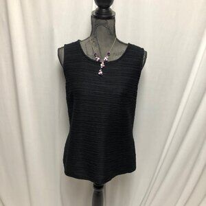 Liz Claiborne Top Womens Size Medium Black Sleeveless Textured Blouse Layering